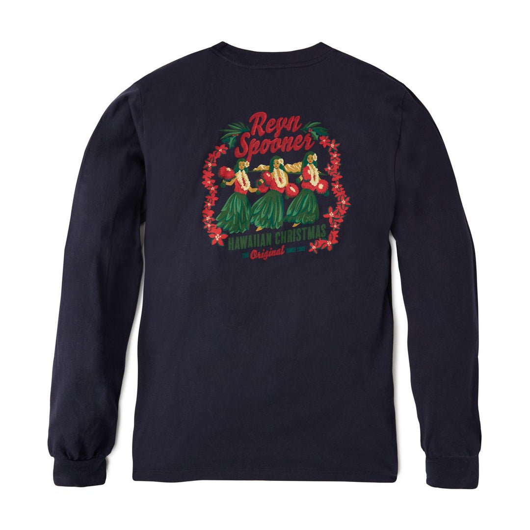 Reyn Spooner HULA HOLIDAY LONG SLEEVE TEE in NAVY