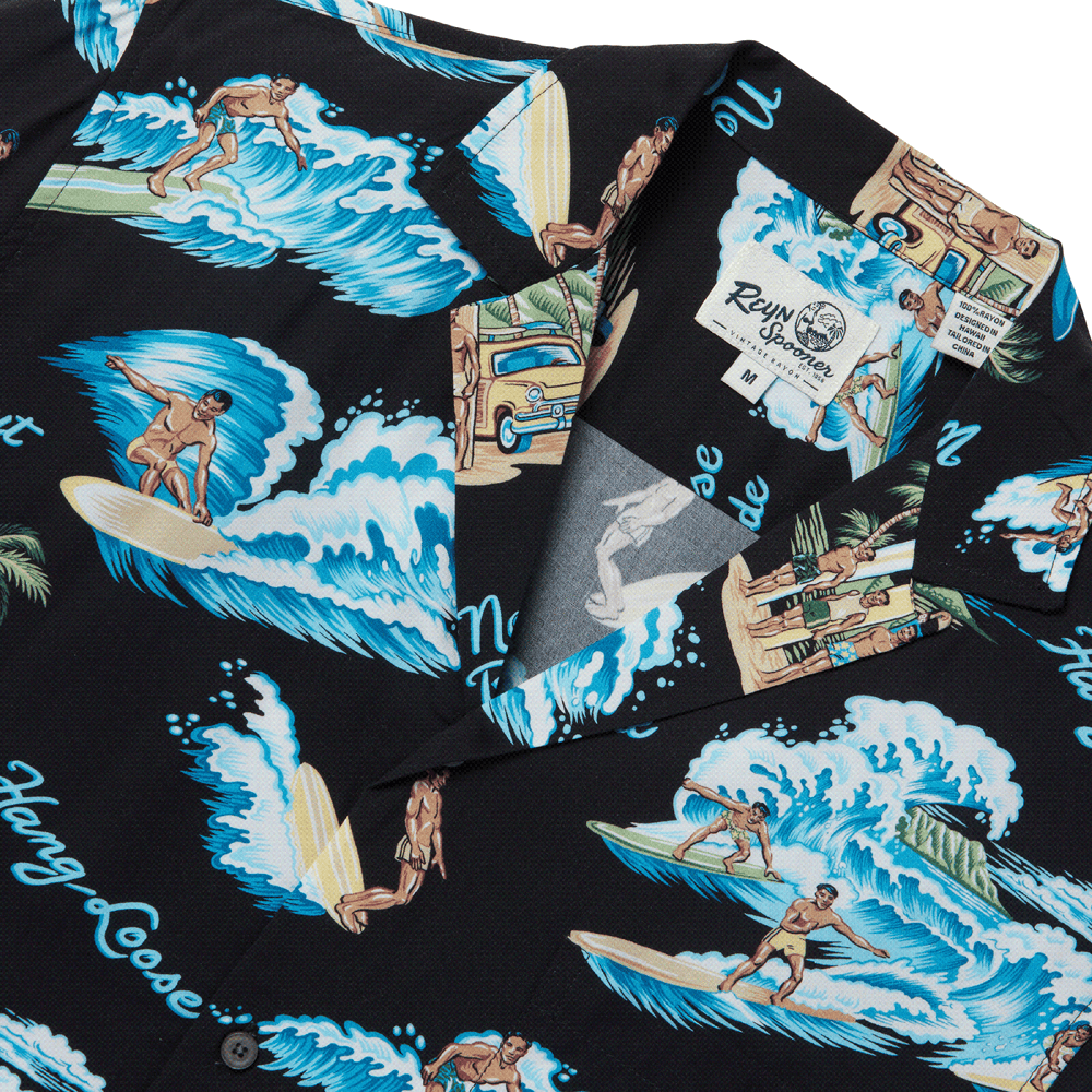 Reyn Spooner WAVERIDERS CAMP SHIRT in BLACK